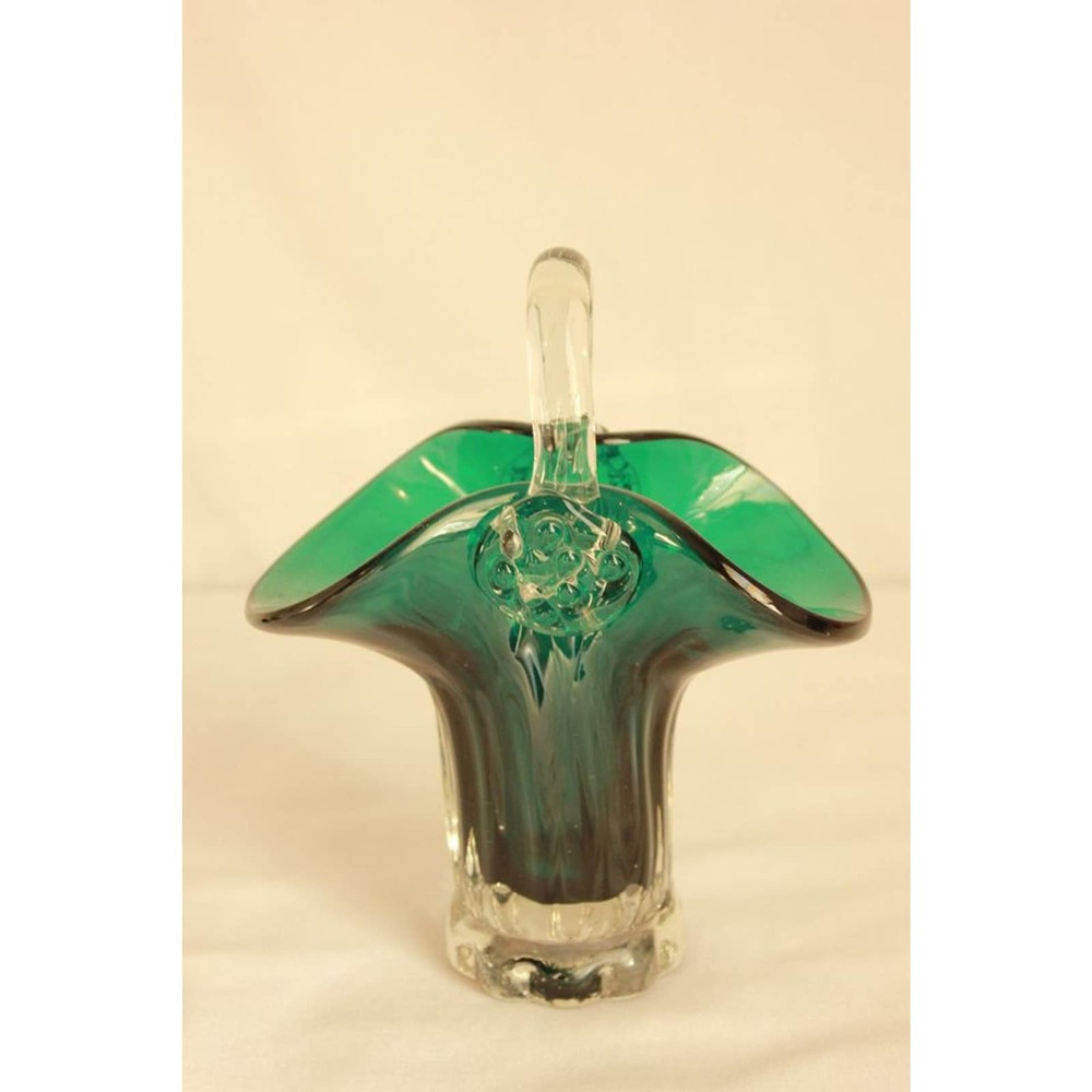 Vintage Green Glass Bridal Basket